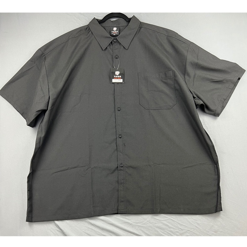 Yago Button Down Shirt Mens 5XL Charcoal Grey NWT Short Sleeve Work Casual 2613